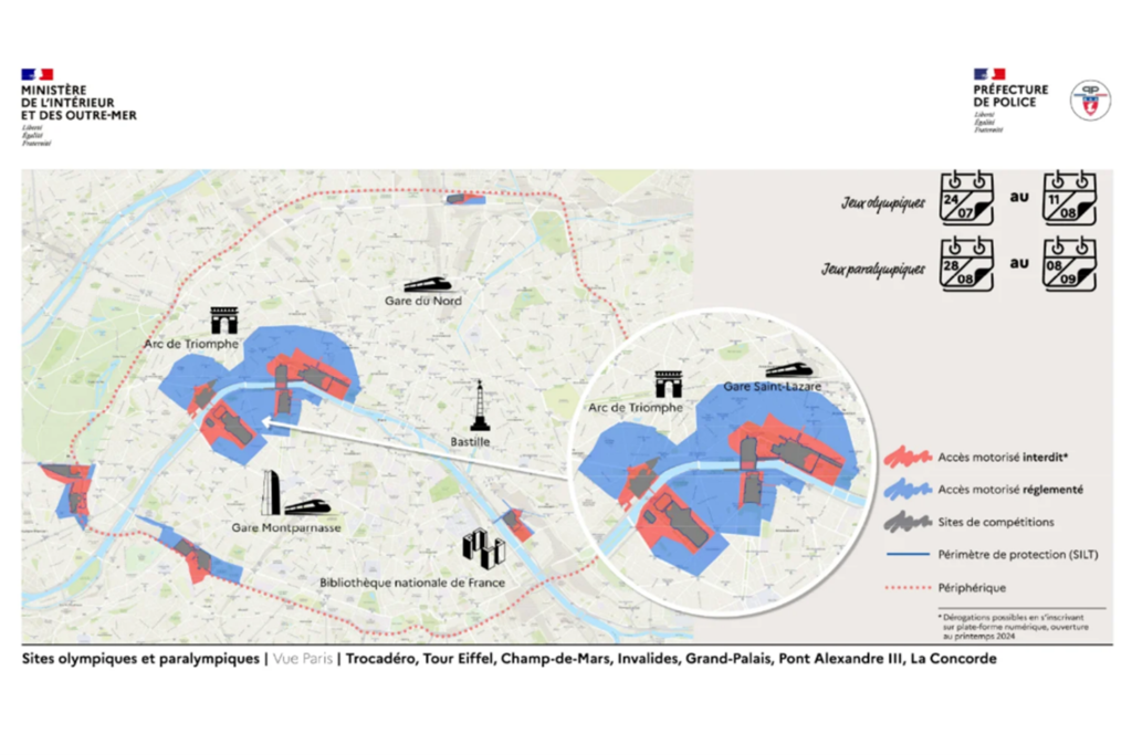 Carte de Paris JO Paris 2024.